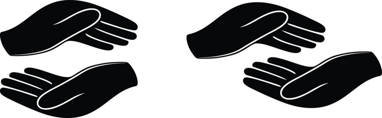 Cupped Hands Icons. Holding, Care, and Protection Symbols.