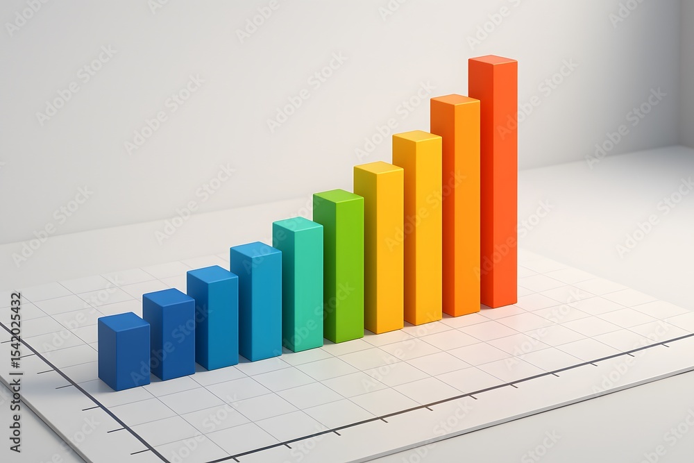 Aufkleber increasing bar graph growth representation with colorful bars