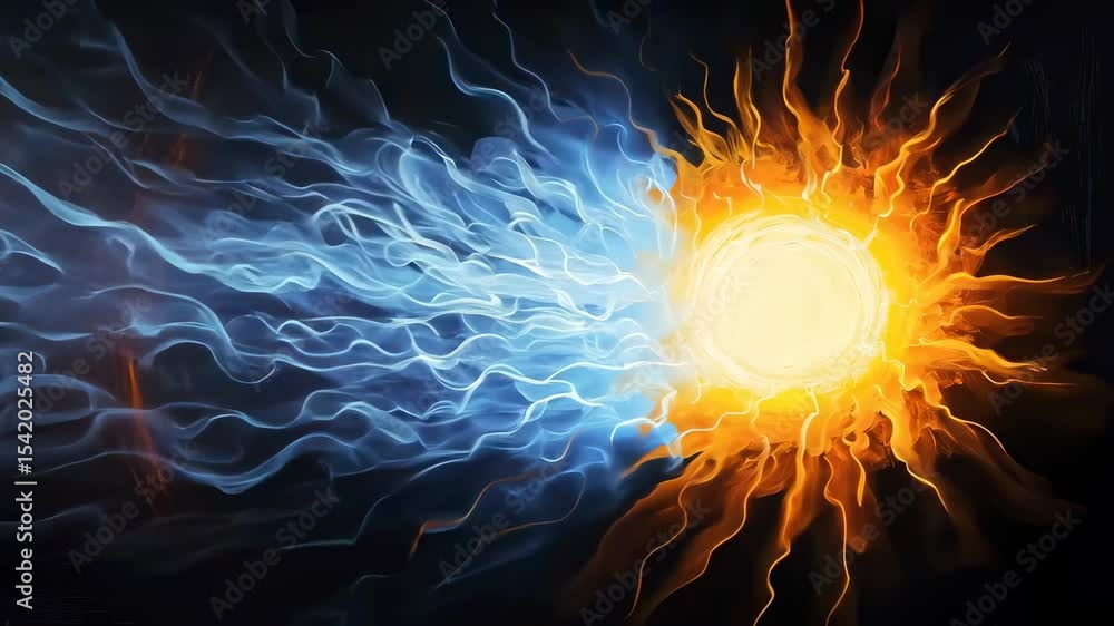 Poster dynamic interplay of fire and ice in abstract art
