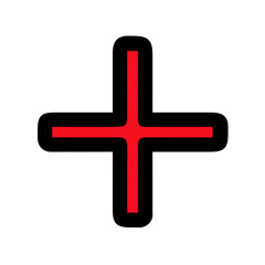 red cross on black background