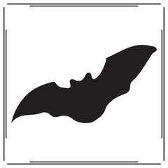 Bat Silhouette Flying Isolated on White Background – Black Nocturnal Animal Symbol, Halloween Bat Shape, Simple Flat Winged Mammal Icon for Stickers, Logos, and Prints

