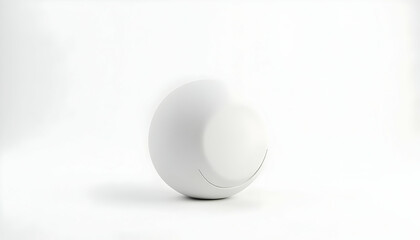 Minimalist White Sphere Object on Isolated White Background