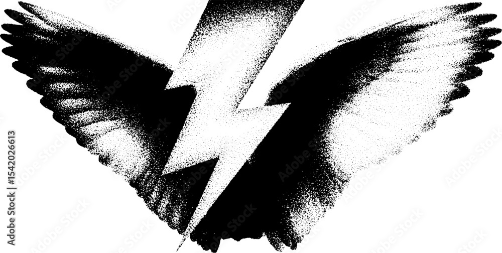 Poster striking abstract design of wing and lightning bolt for dynamic art projects