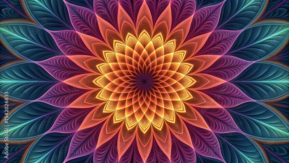 Aufkleber geometric fractal layers with soft depth digital abstract texture vibrant mandala design featuring i