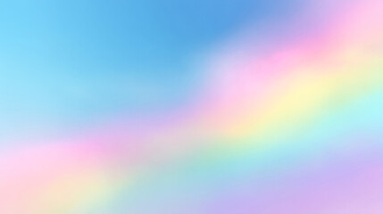 Fototapeta premium Abstract clear blue sky. Pastel rainbow. Light blue, pink and yellow color vector banner. Pastel gradient sky pattern. Blurred light fuzz colorful gradient background. Vector soft horizontal backdrop