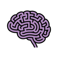 Alzheimer’s Awareness Vector with Brain, Heart, Helping Hands, and Purple Ribbon – Flat Solid Color Medical Design for Memory Loss and Dementia Support