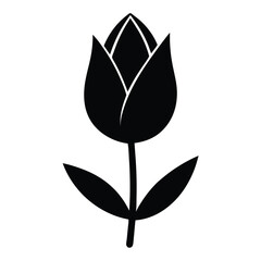 Obraz premium Minimal Tulip Pattern Vector Silhouette on white Background