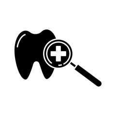 Dental check up line icon, stomatology and dental, magnifying sign vector graphics, isolated on white background. vector illustration
