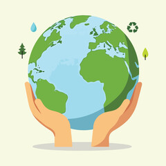 Vector design for World Cleanup Day featuring volunteers cleaning parks, rivers, and beaches, with recycling symbols and nature elements in clean, flat solid color style.