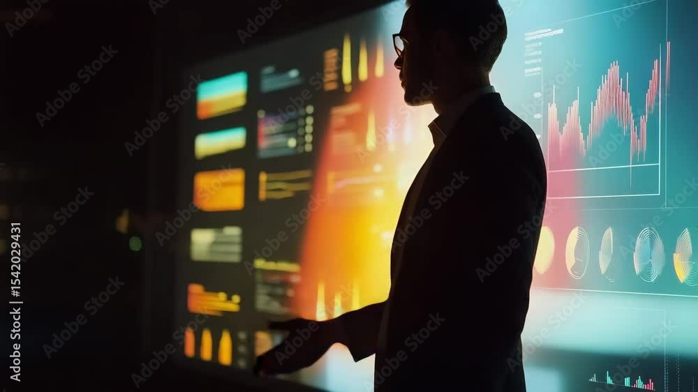 Aufkleber data visualization business presentation digital screen analytics technology silhouette graph chart 