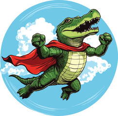 Naklejka premium green Crocodile with a big smile