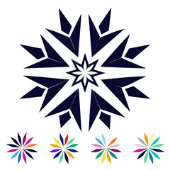 Abstract Starburst Logo with Multi-Colored Segments for Modern Branding, Creative Visual Identity, Dynamic Corporate Design, and Colorful Vector Projects
