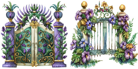 mardi gras gate watercolor vector illustration © Dar