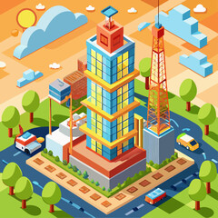 Aerial View of an Under-Construction Skyscraper for Architecture Visualization, Urban Development, Modern Building Projects, and Construction Design Concepts