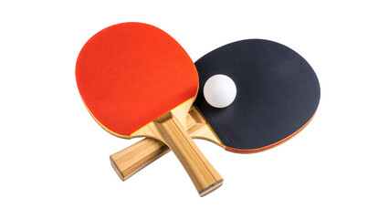 Pair of table tennis paddle and ball isolated on a white background