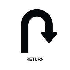 Return icon. U-turn icon isolated on background vector illustration.