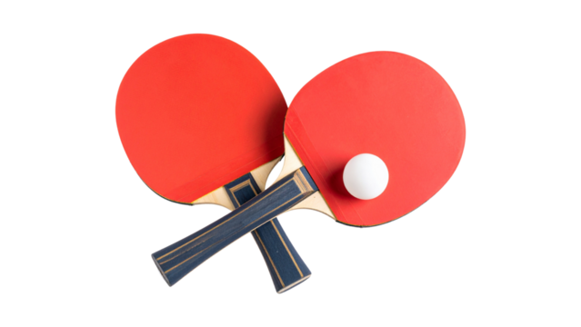 Pair of table tennis paddle and ball isolated on a white background