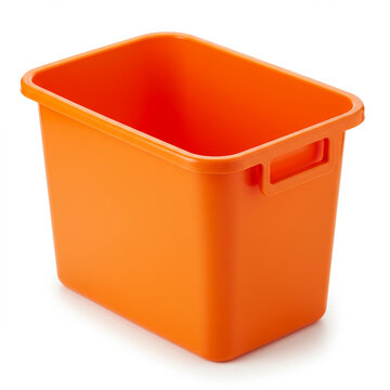 Bright Orange Plastic Storage Bin: Versatile Container for Organization isolated on transparent background