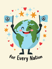 Peace Day vector design collection with doves, olive branches, typography art, diverse characters, Earth love, and non-violence symbols – flat color and clean vector style