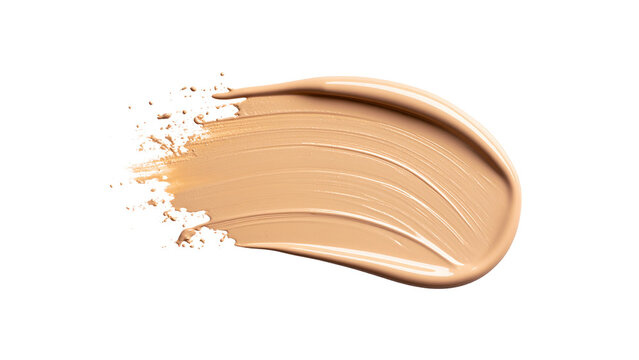 Makeup Liquid foundation stroke isolated on white background. Cosmetic product brush swatch