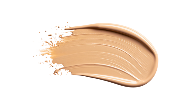 Makeup Liquid foundation stroke isolated on white background. Cosmetic product brush swatch