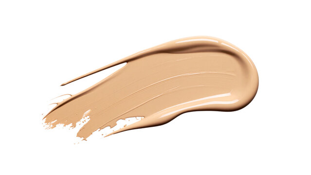 Makeup Liquid foundation stroke isolated on white background. Cosmetic product brush swatch