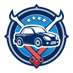Auto Repair Shop Logo Design, Car Service and Mechanical Workshop Vector Illustration