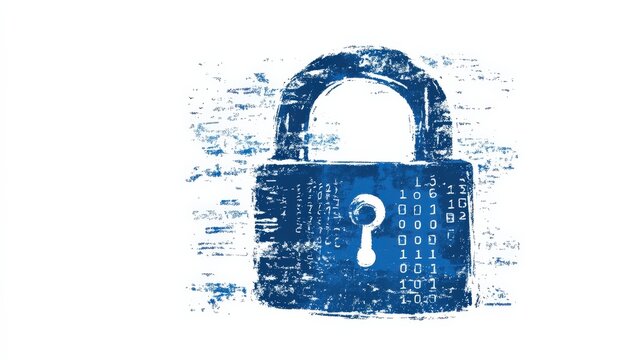 Blue padlock symbol with binary code texture representing data security and online protection in a digital world emphasizing privacy and cybersecurity measures - Powered by Adobe