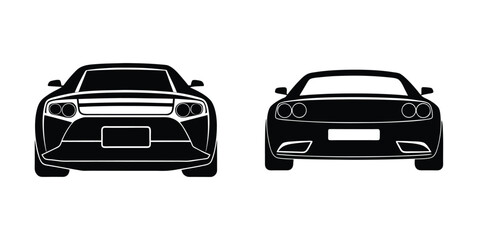 Minimal Flat Silhouette of a Sleek Sports Car Rear View Sliding Isolated on White Background