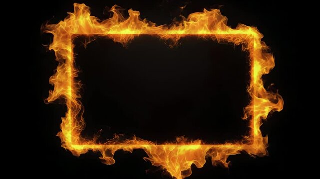 Fire flames, burning frame spinning on dark color.background for key visual background