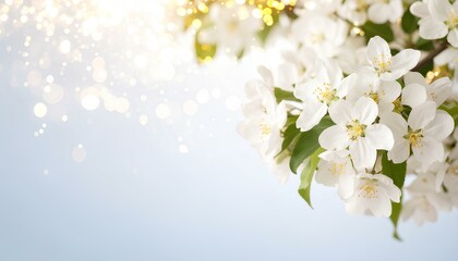 Fototapeta premium white flowers on bokeh background with copy space