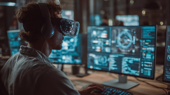 Business inteligence technology background. Binary code algorithms deep learning. Virtual reality analysis. Data science learning machine. Artificial intelligence data research and automation.