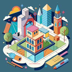 Architectural Sections and Elevations of a Building Collection Featuring Blueprints, Floor Plans, Construction Drawings, Structural Details, and Vector Illustration Set