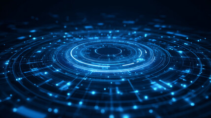 Obraz premium Abstract world Artificial Intelligence on circle digital and Technology Background with Computer Systems light blue.