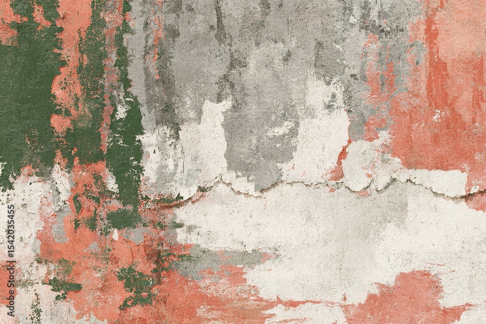 Poster textured wall surface with peeling paint displaying vibrant colors and weathered patterns