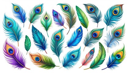 Strong eagle feather in bold cartoon lines, showcasing strength and elegance, white background.