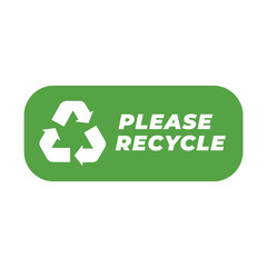 Green Recycle Badge Icon with Eco-Friendly Message