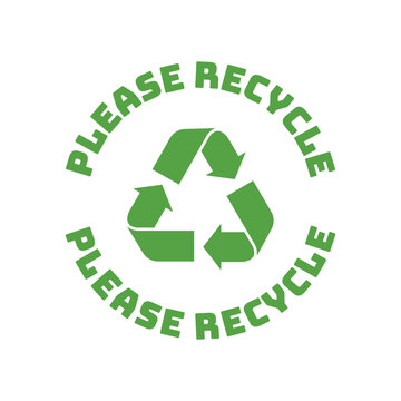 Green Recycle Badge Icon with Eco-Friendly Message