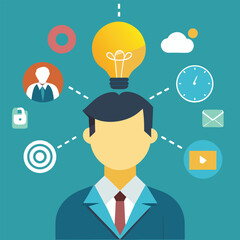 businessman with social network icon