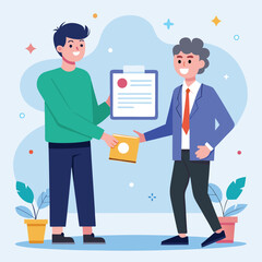 man receiving award certificate from zboss