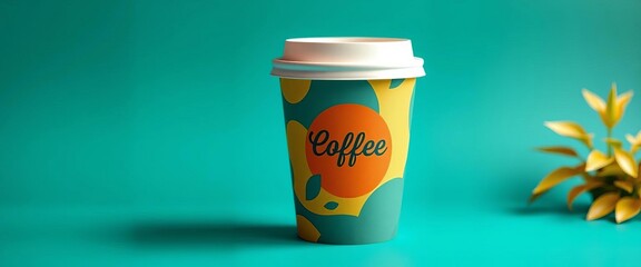 A high-resolution PSD mockup of a paper coffee cup for branding design ,  photo,  takeaway coffee