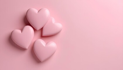 pink hearts on a pink background with copy space