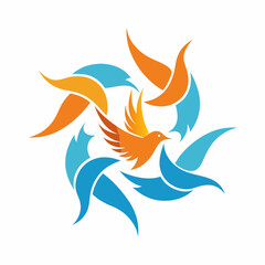 Flying Modern Abstract Dove Logo: Minimalist Vector Design in EPS Format, Symbolizing Peace, Freedom, and Technology.