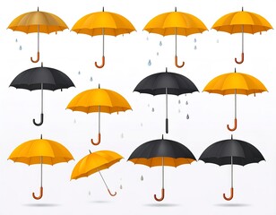 Umbrella floating above puddles, rain falling gently in the background.