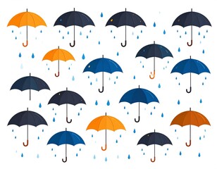 Raindrops trickling behind a bright umbrella, capturing the calm of a rainy day.