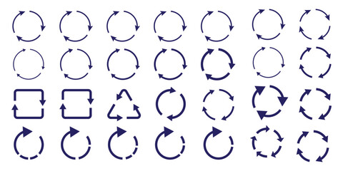 Recycle symbol collection. Set of recycle vector icons. Vector illustration