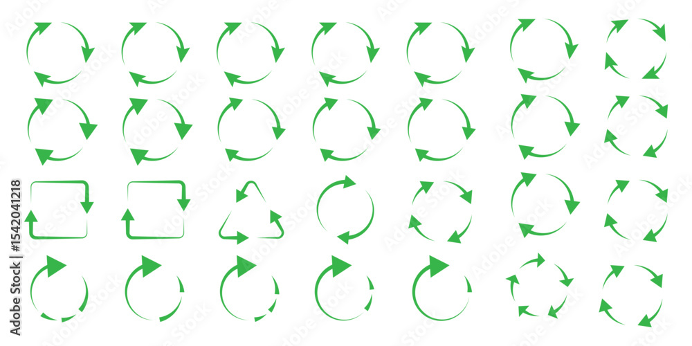 Poster circle arrow icon set. refresh and reload icon set. recycle arrow vector icon, recycling symbol, reu