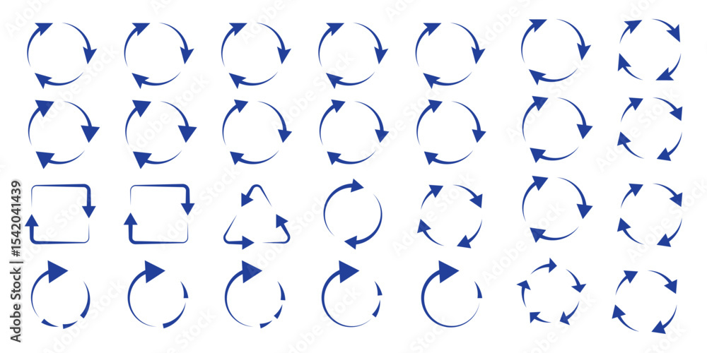 Wall mural circle arrow icon set. refresh and reload icon set. recycle arrow vector icon, recycling symbol, reu