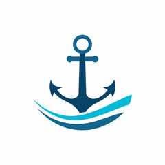 Anchor Wave Vector Logo Nautical Marine Symbol Design.