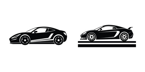 Symbol of a bold sports car gliding along open road Isolated on White Background